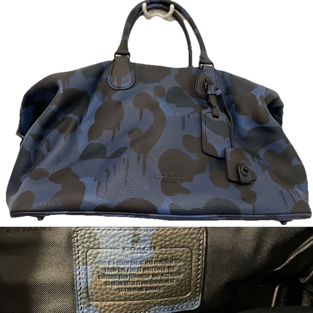 COACH Explorer CAMO Print LEATHER DUFFLE BAG - Picture 2 of 16